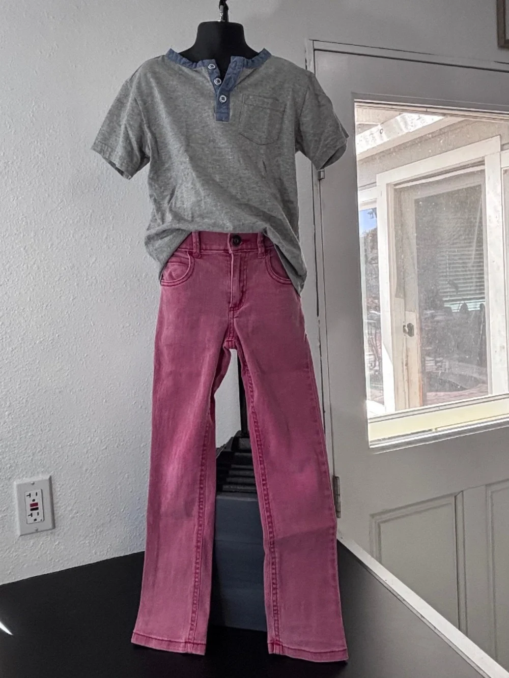 Gymboree boys size 6 outfit Henley and red jeans skinny fit